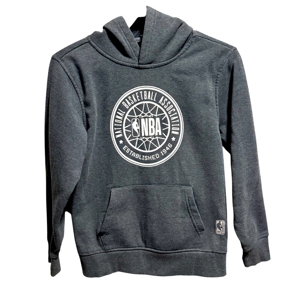 NBA Kids Hoodie Sweatshirt Youth Size 10-12 Gray Pullover Fleece Logo Basketball